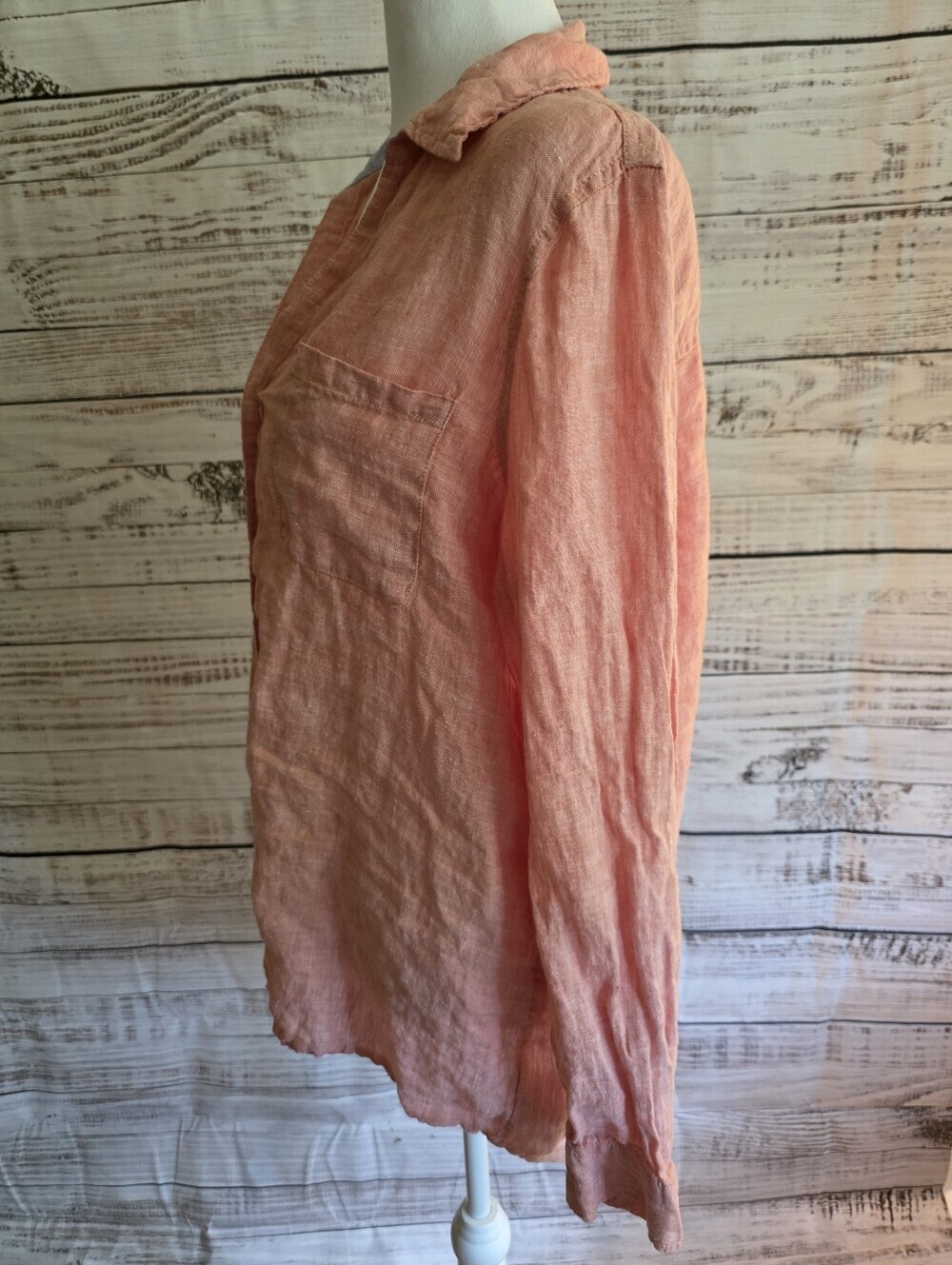 C&C California Coral 100% Linen Button-Down Shirt Size Large - Picture 4 of 6